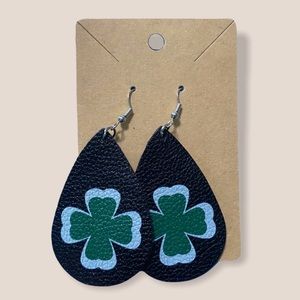 Black Green Clover St Patrick’s Irish Earrings